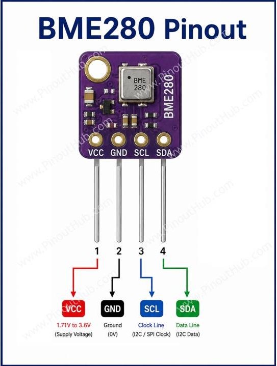 Breakout module pinout (typical 4-pin)