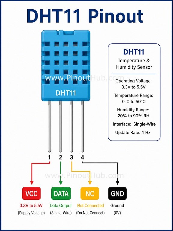 DHT11 sensor pinout