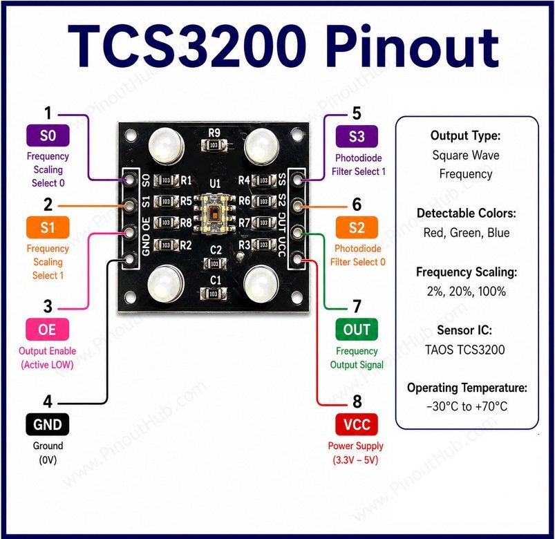 TCS3200 Color sensor pinout