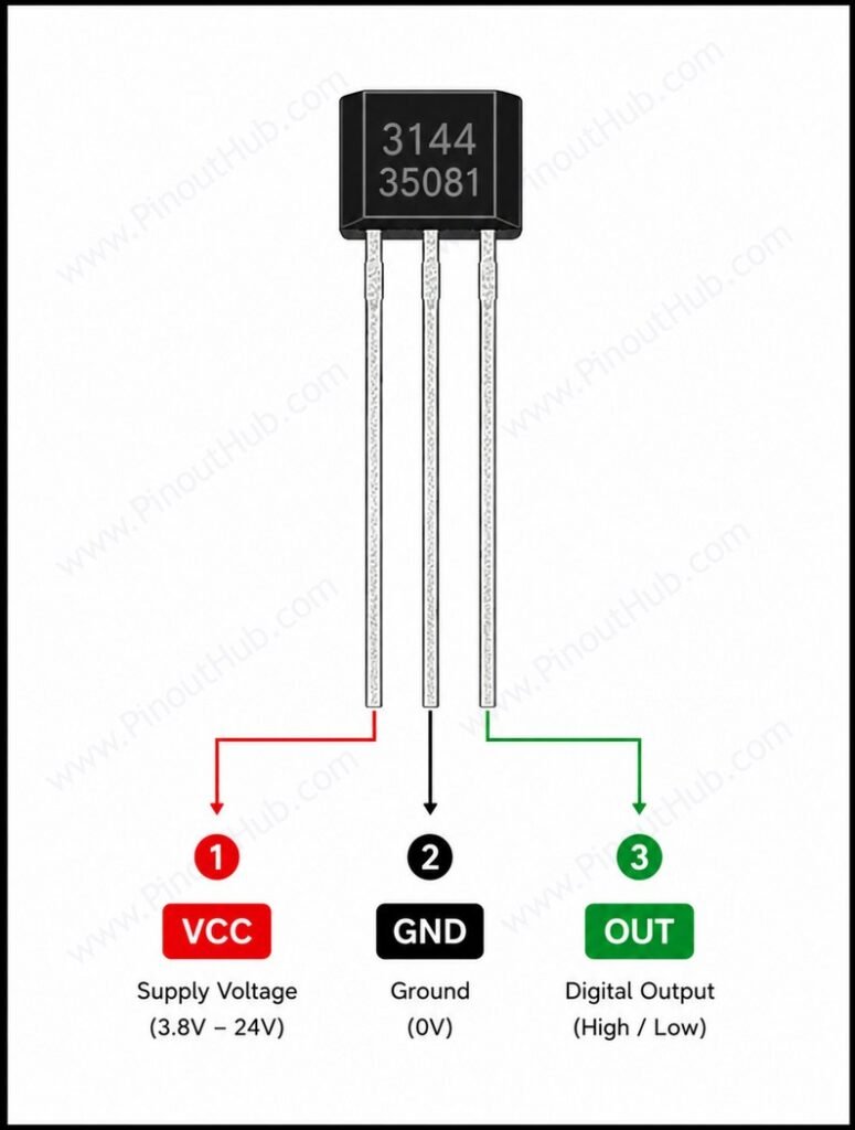 A3144 Hall Effect Sensor Pinout