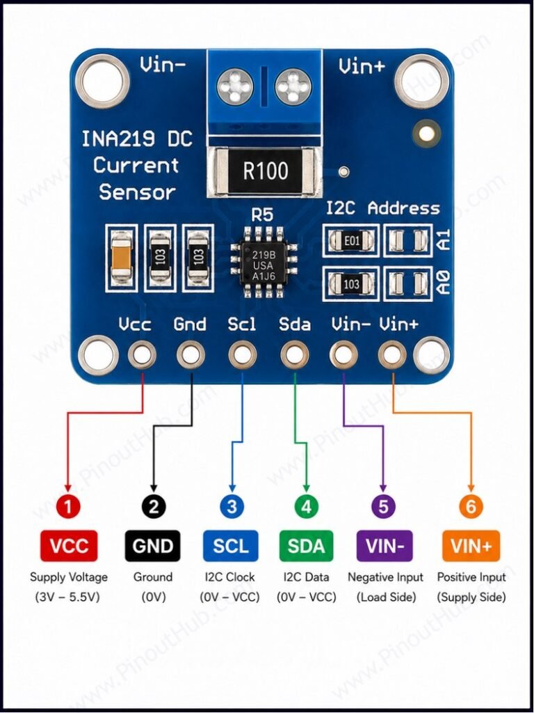 INA219 current and power sensor pinout