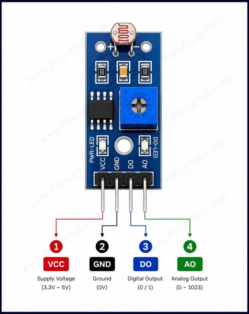 LDR Sensor Module Pinout