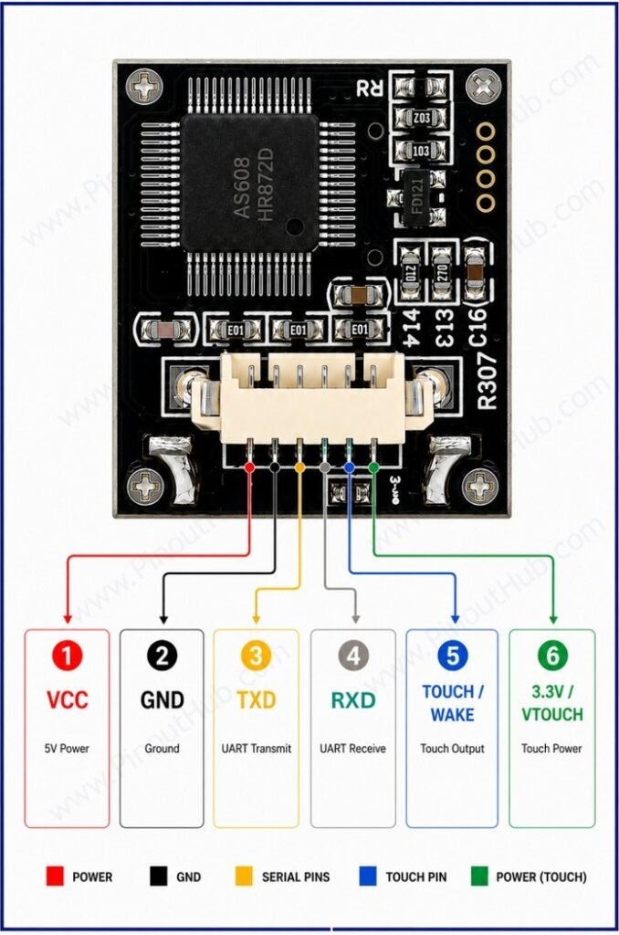 R307 Fingerprint Sensor Pin Diagram