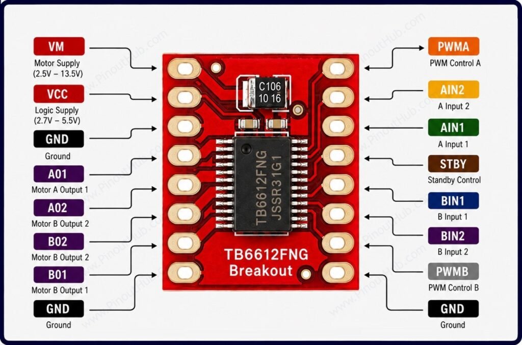 TB6612FNG Motor Driver Module Pinout