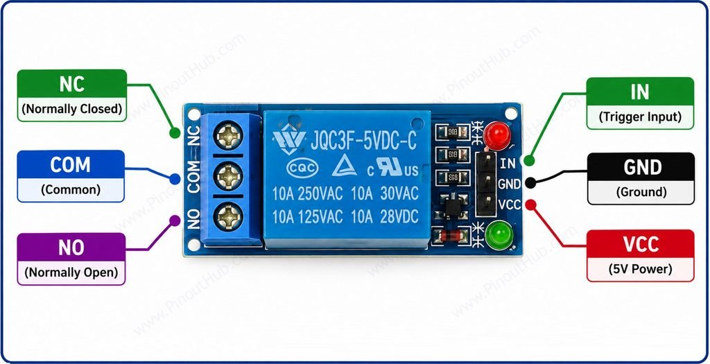 1 Channel relay module pinout 