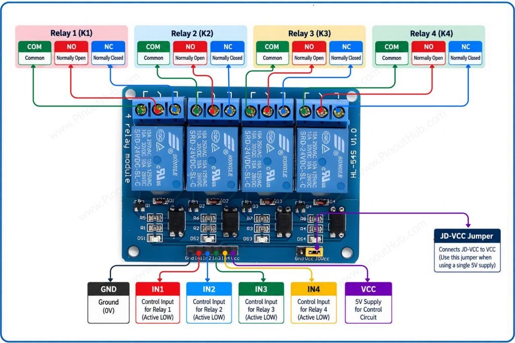 4 Channel Relay Module Pinout