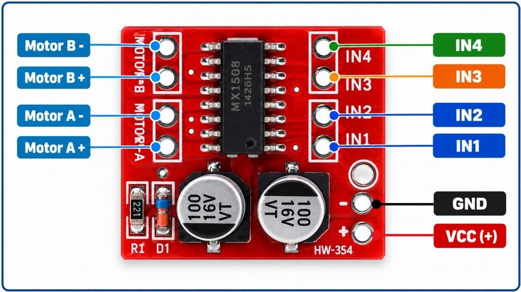 MX1508 Motor Driver Pinout
